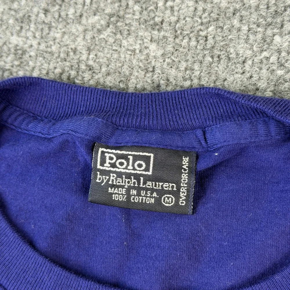 Vintage Polo Ralph Lauren Pocket T Shirt Mens M Blue Single Stitch Made in USA
